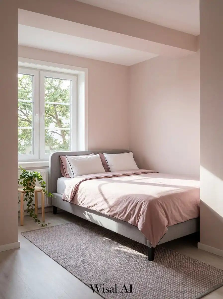 16. The Sunny Alcove: Airy Dusty Pink Bedroom Idea