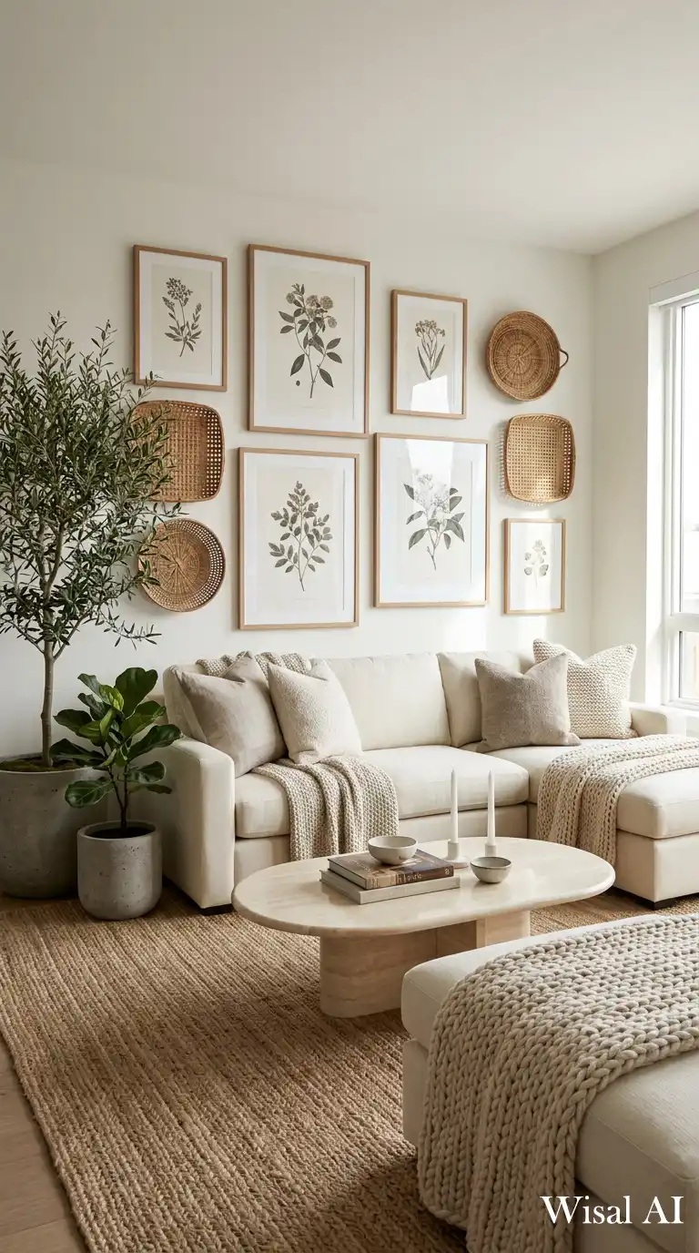 17. The Gallery Look: Curating Luxury in a Cream Living Room