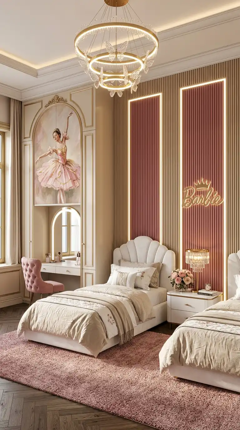 17. Ballet Dreams and Modern Ribs: A Royal Luxury Twin Room Design