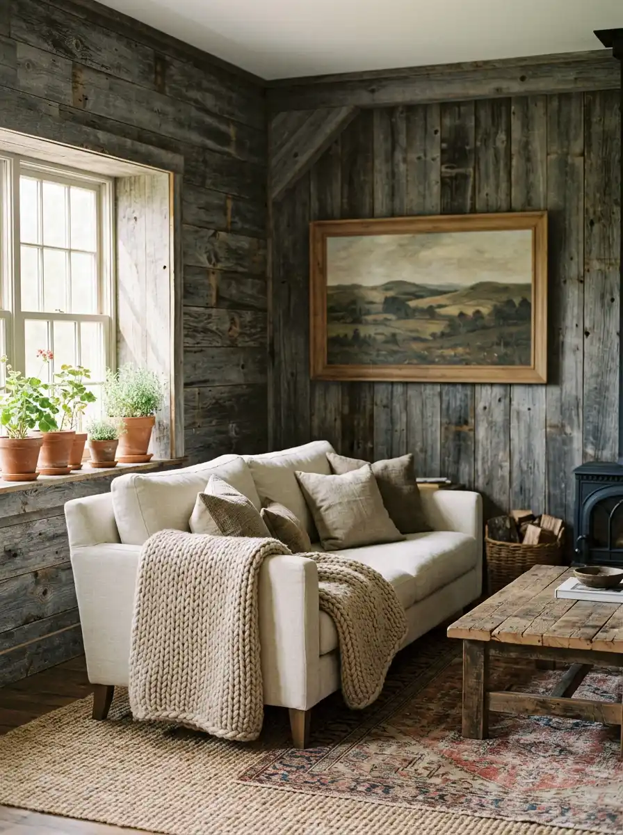 7. Reclaimed Sanctuary: Farmhouse Living Room Heritage