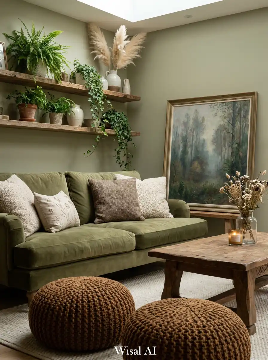 17. The Textural Oasis: Sage Green Living Design