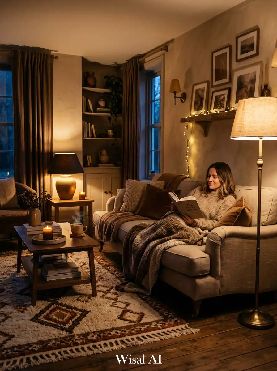 7. Warm Lighting Focus Moody Room