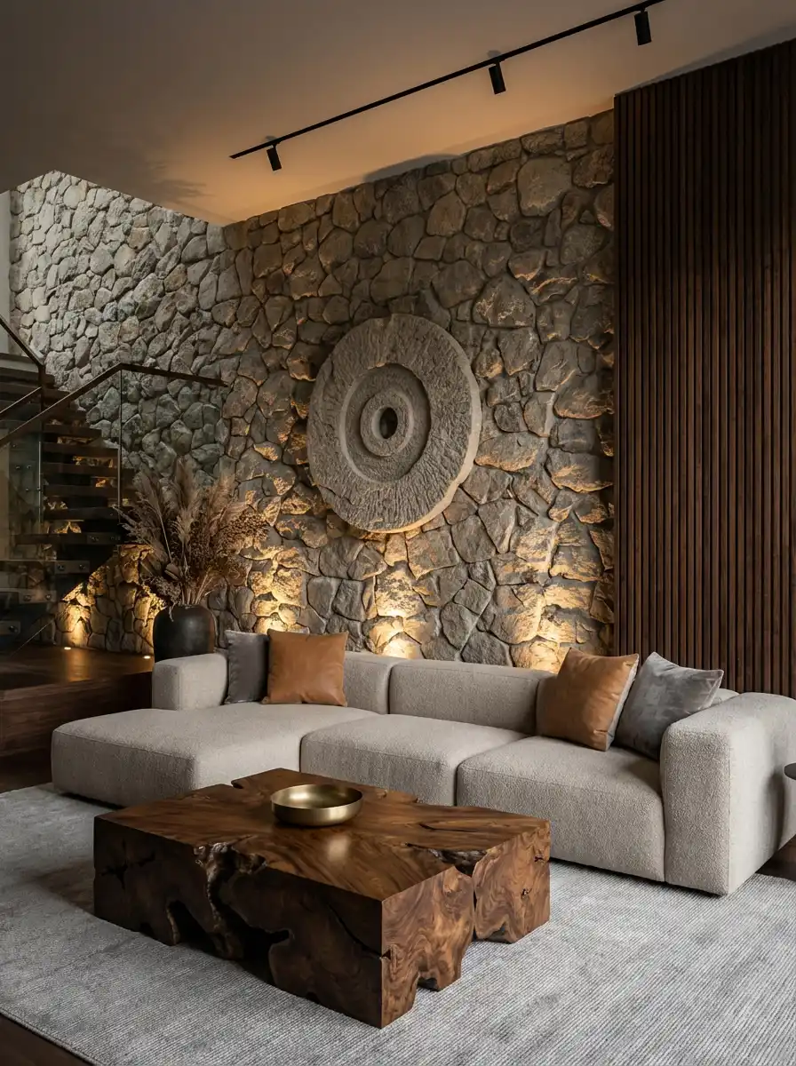 17. Warm Modernist Sanctuary: Stunning Living Room Idea