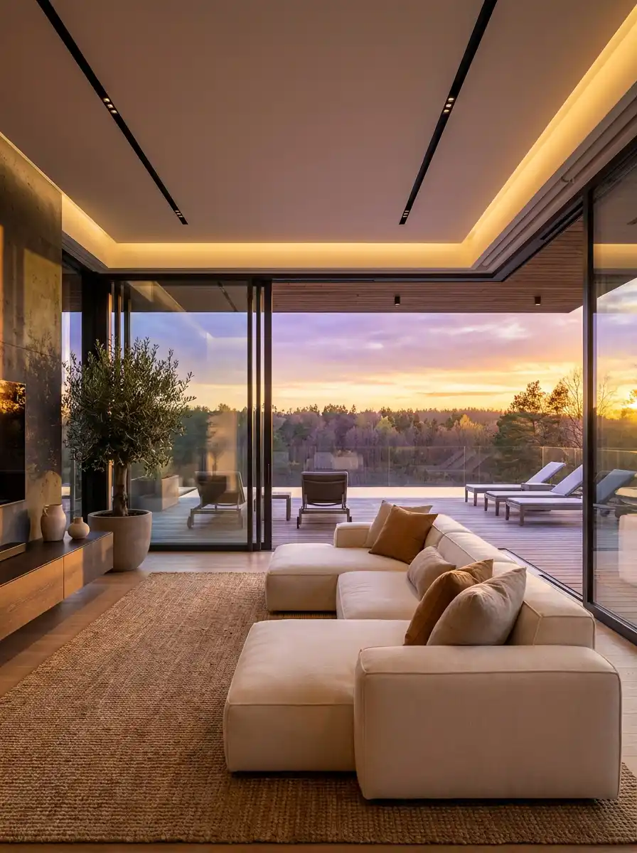 18. Architectural Drama and Raw Stone: Stunning Living Room Ideas for 2026