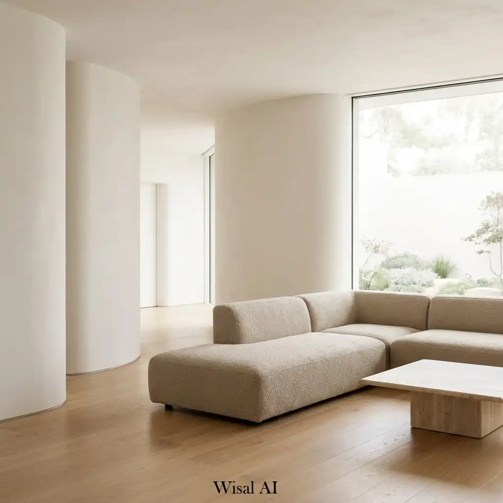 Minimal living room with simple decor objects and clean interior styling