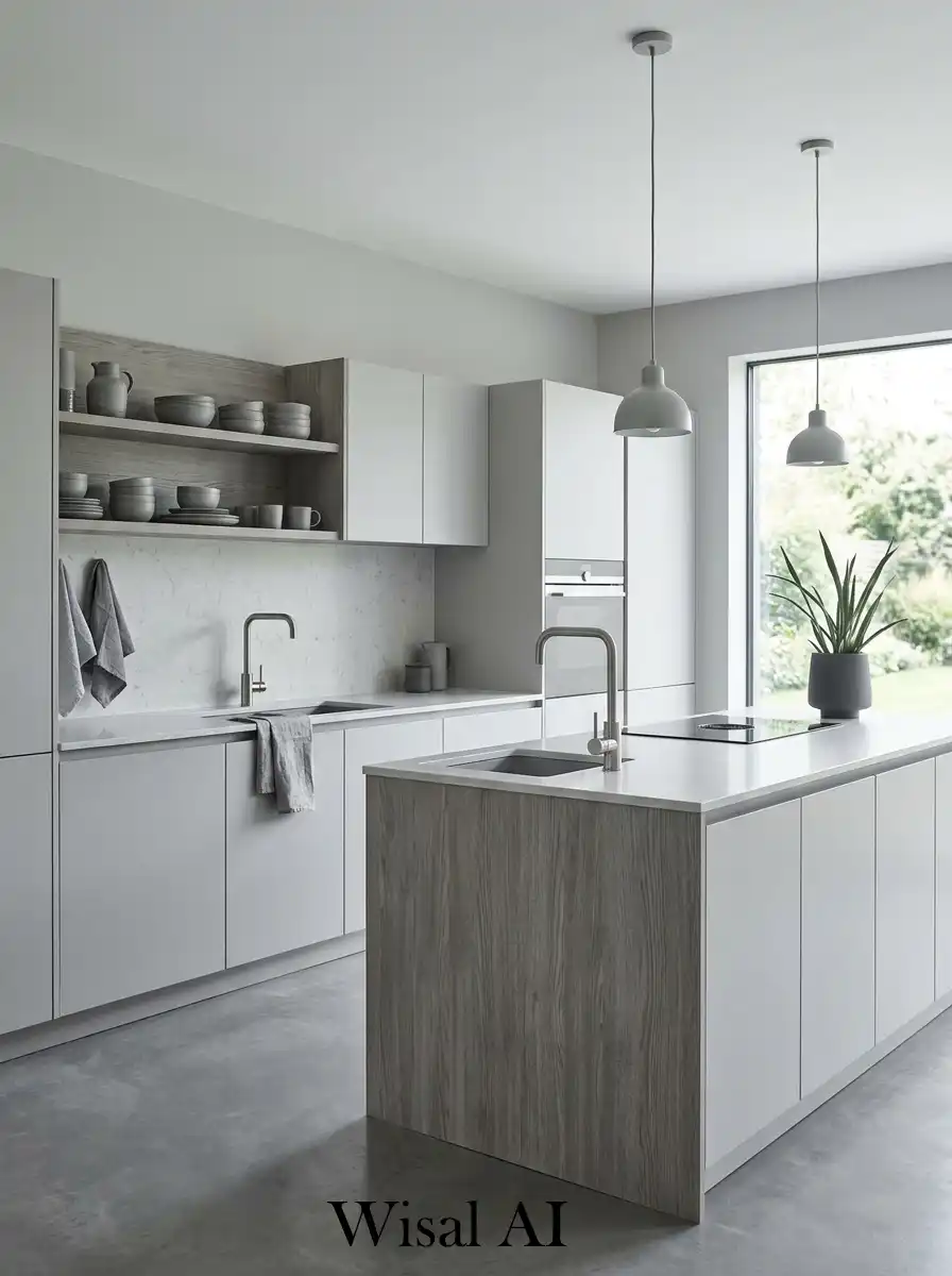8. Monochrome kitchen with calm unified color palette