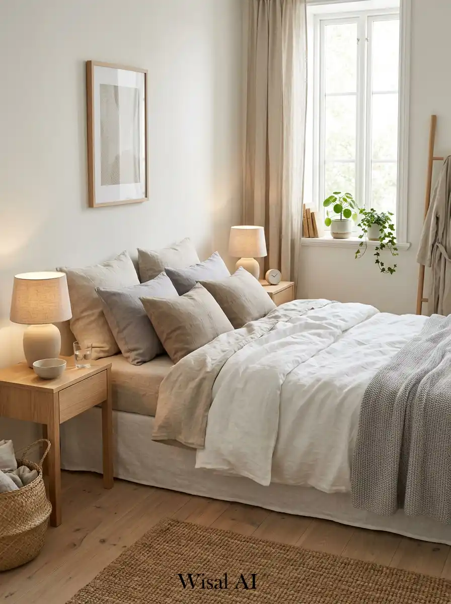 8. Scandinavian Bedroom with Soft Linen Textures