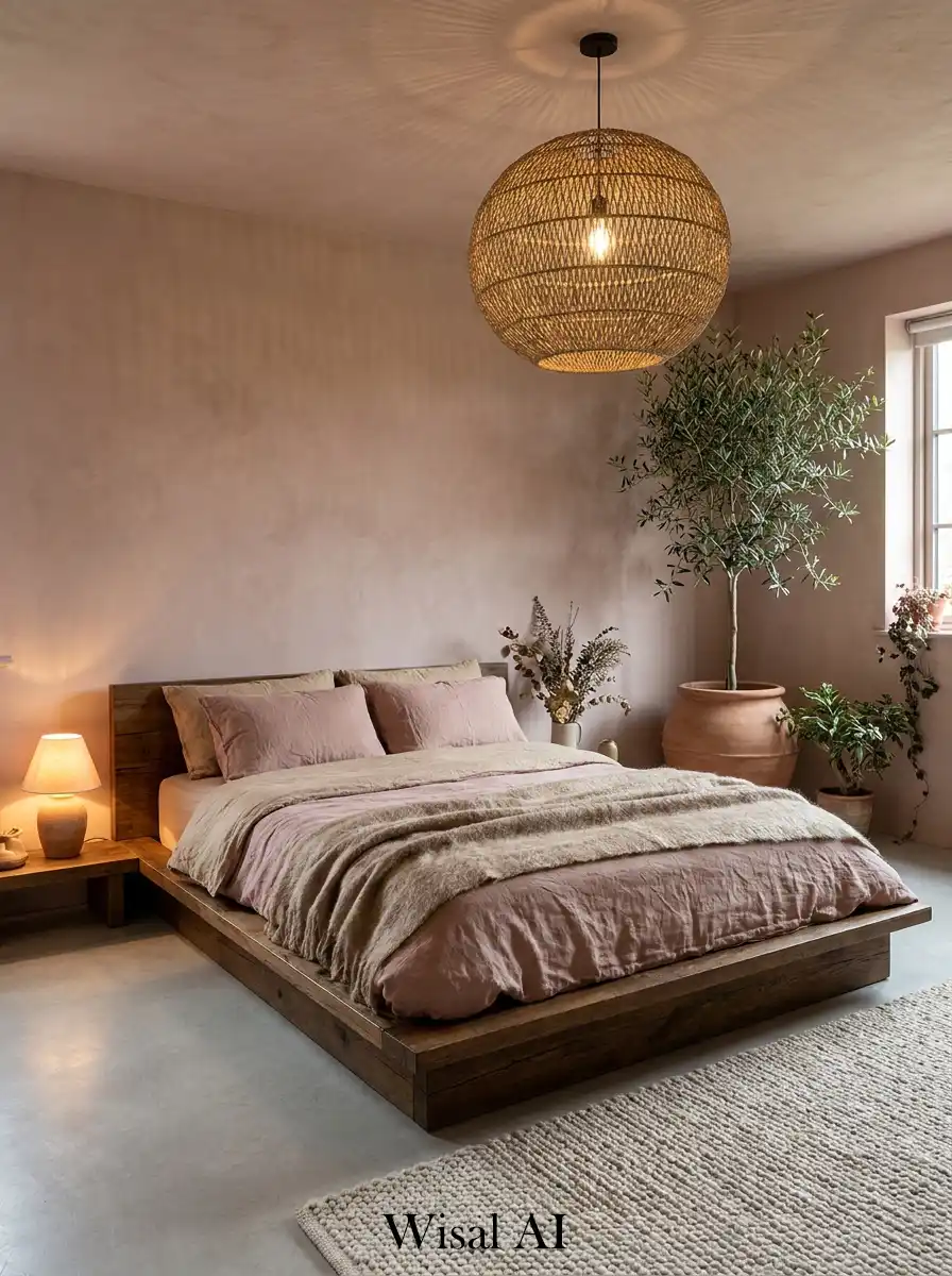 18. The Earthy Retreat: Organic Dusty Pink Bedroom Idea