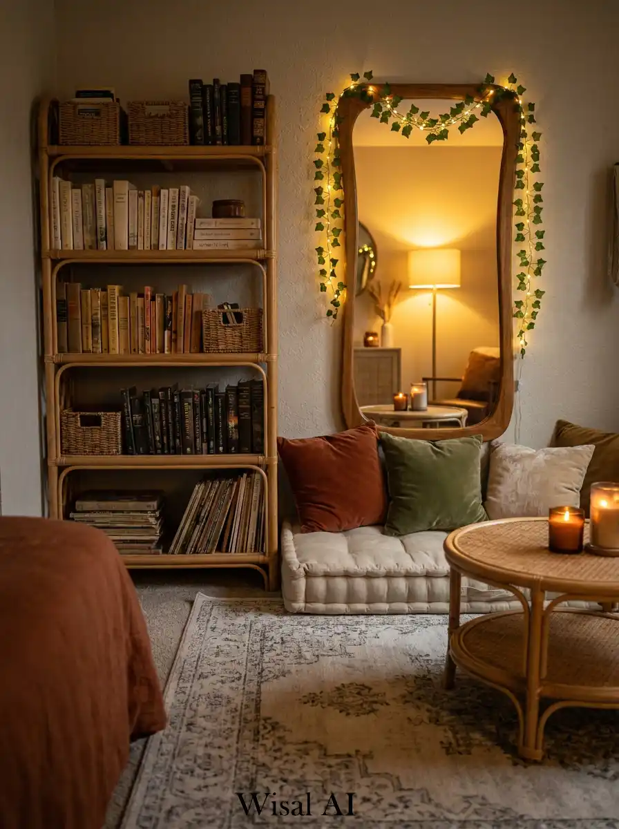 18. The Library Retreat Boho Living Room Idea