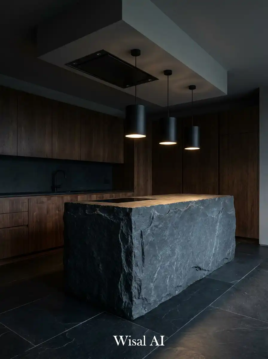 8. The Monolithic Slate & Perimeter Walnut Kitchen