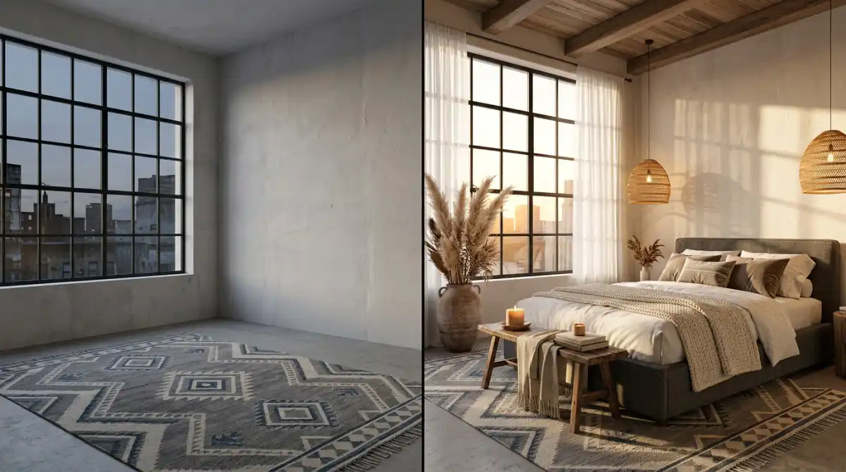 8. Urban Industrial Sunset Sanctuary: Before and After