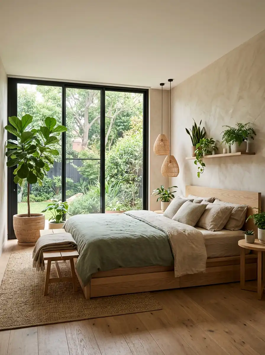 9. Biophilic Bedroom Idea for Natural Healing