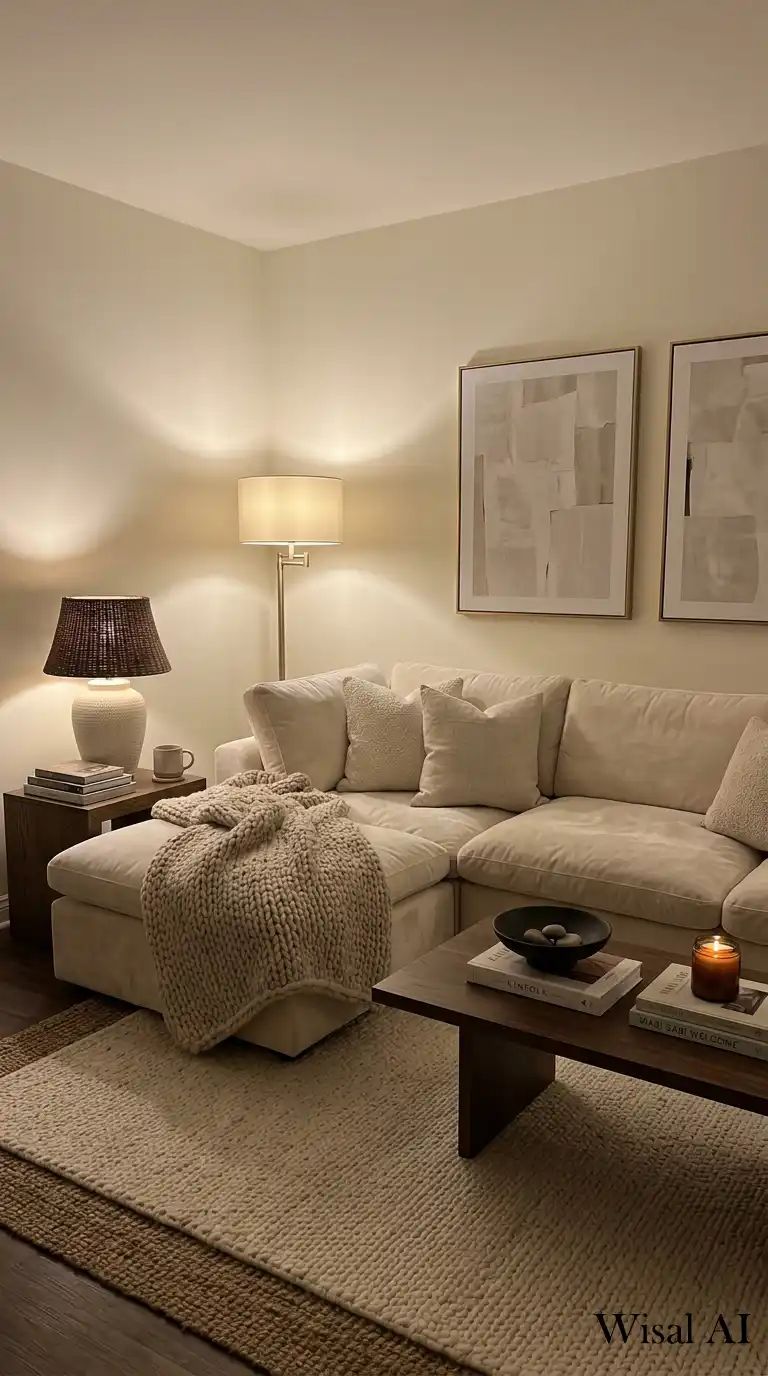 9. Deep Layers for the Ultimate Cream Living Room