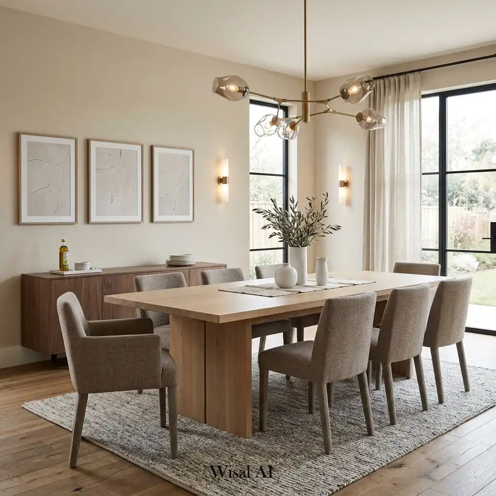European-inspired dining room with timeless elegance and premium materials