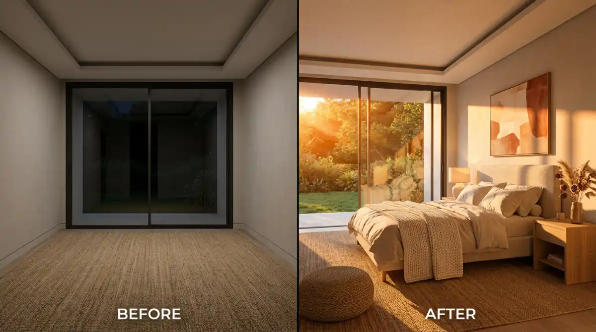 9. Golden Hour Luxury Retreat: Before and After