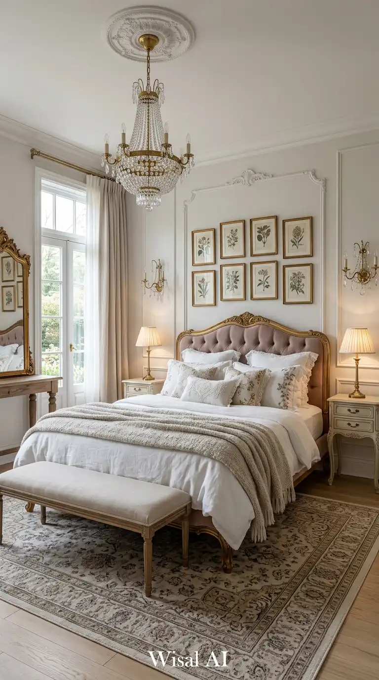 9. Peaceful Pink French Classic Bedroom