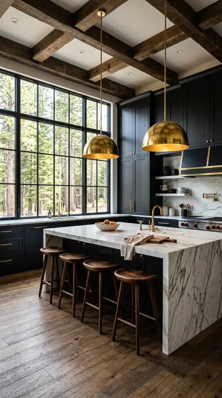 1. The Monochromatic Grandeur Luxury Rustic Kitchen Idea
