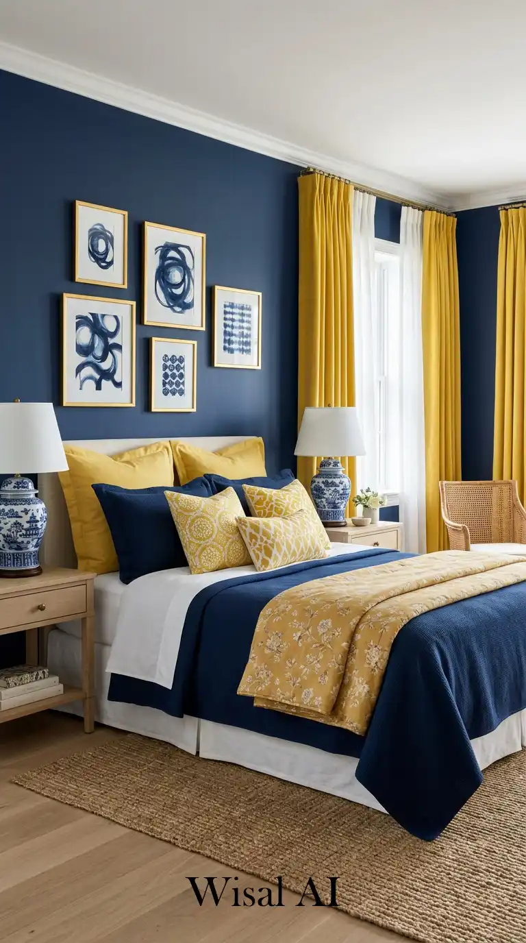 13. Nautical Elegance: Layers of Indigo and Gold