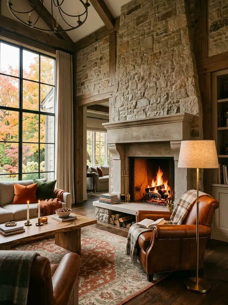 11.The Heritage Hearth Retreat: A Cozy Living Room Idea
