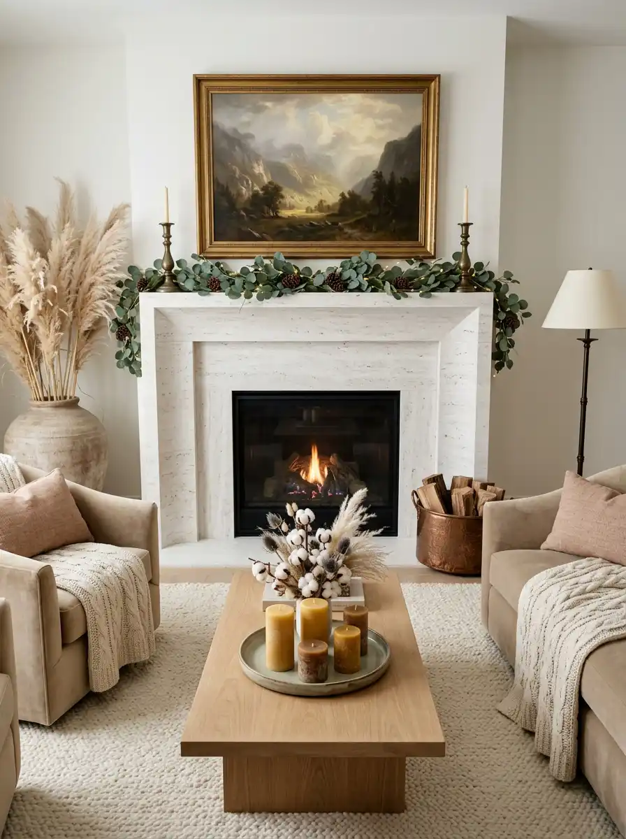 42. The Symmetrical Mantle Retreat: A Cozy Living Room Idea