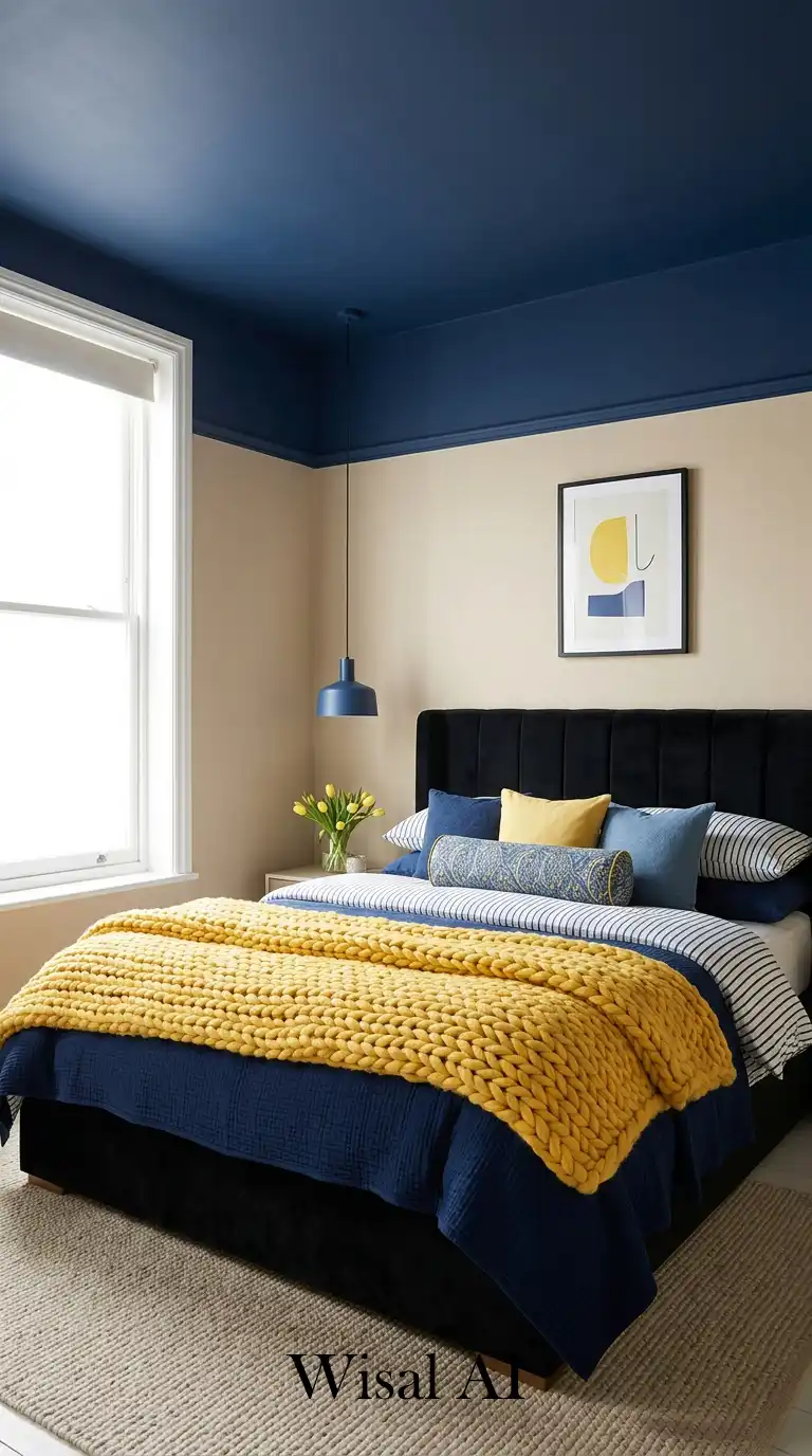 15. Midnight Serenity: The Dramatic Indigo Ceiling