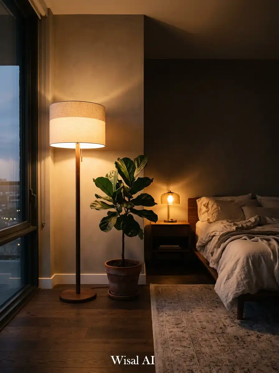 10.Corner Floor Lamp Bedroom Idea
