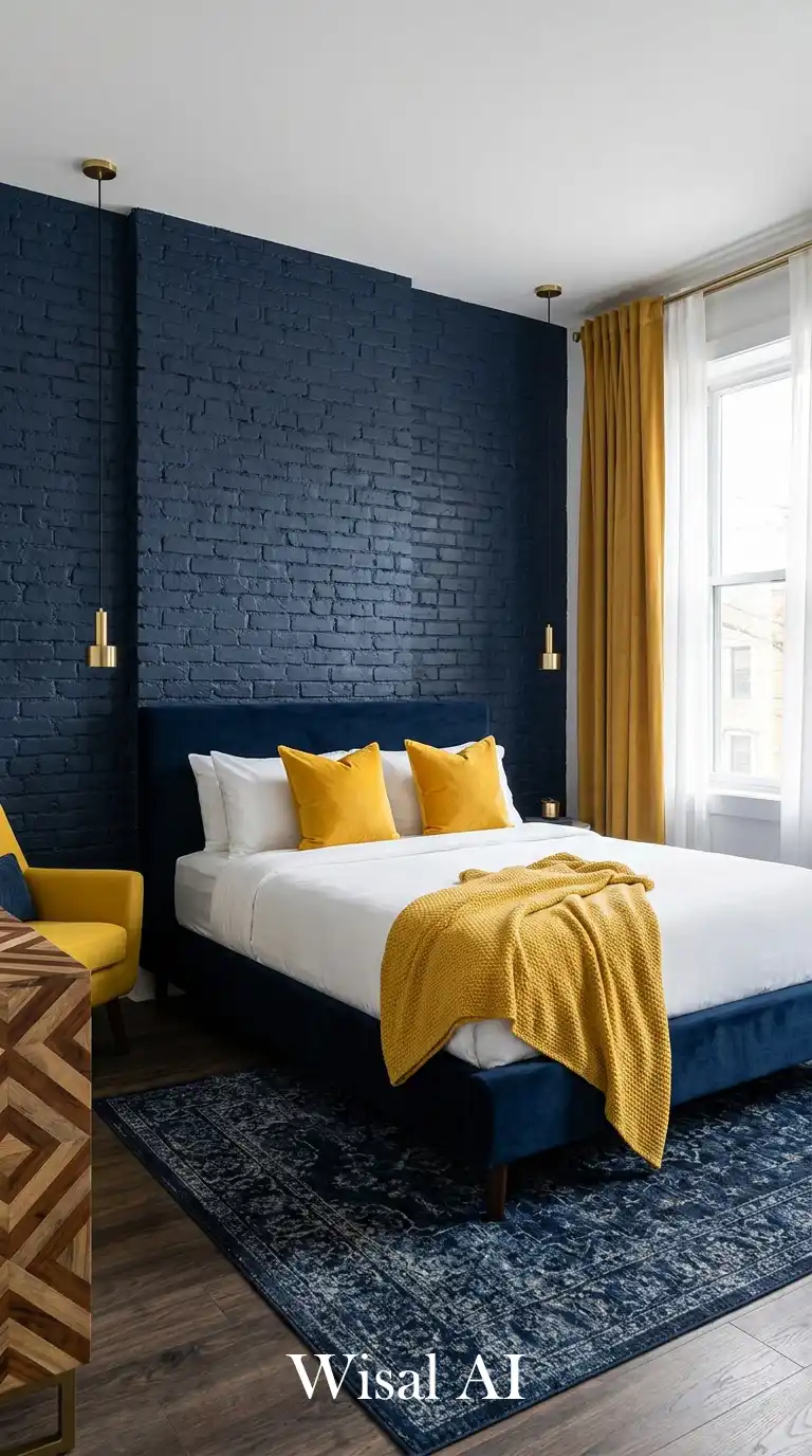 16. The Textured Industrial: Exposed Brick in Navy