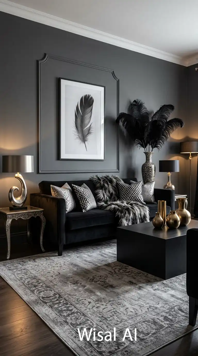 10.Avant-Garde Decor for an Eclectic Dark Moody Living Room