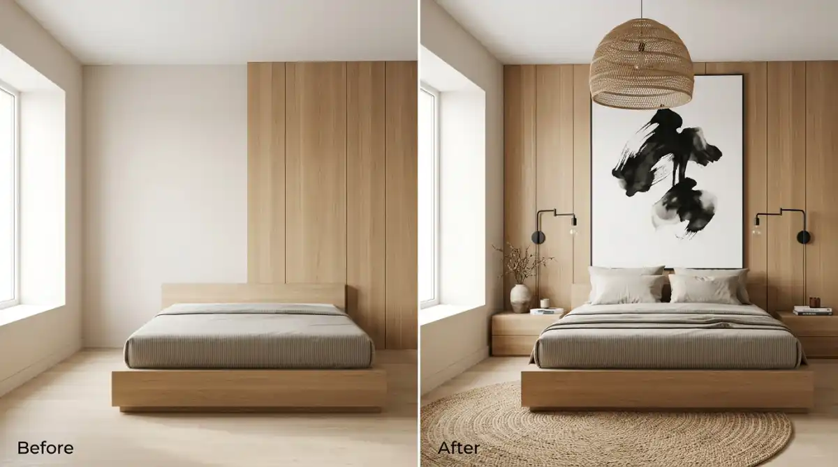 17.Bedroom Idea Before and After: Turning a Plain Room into a Cozy Retreat