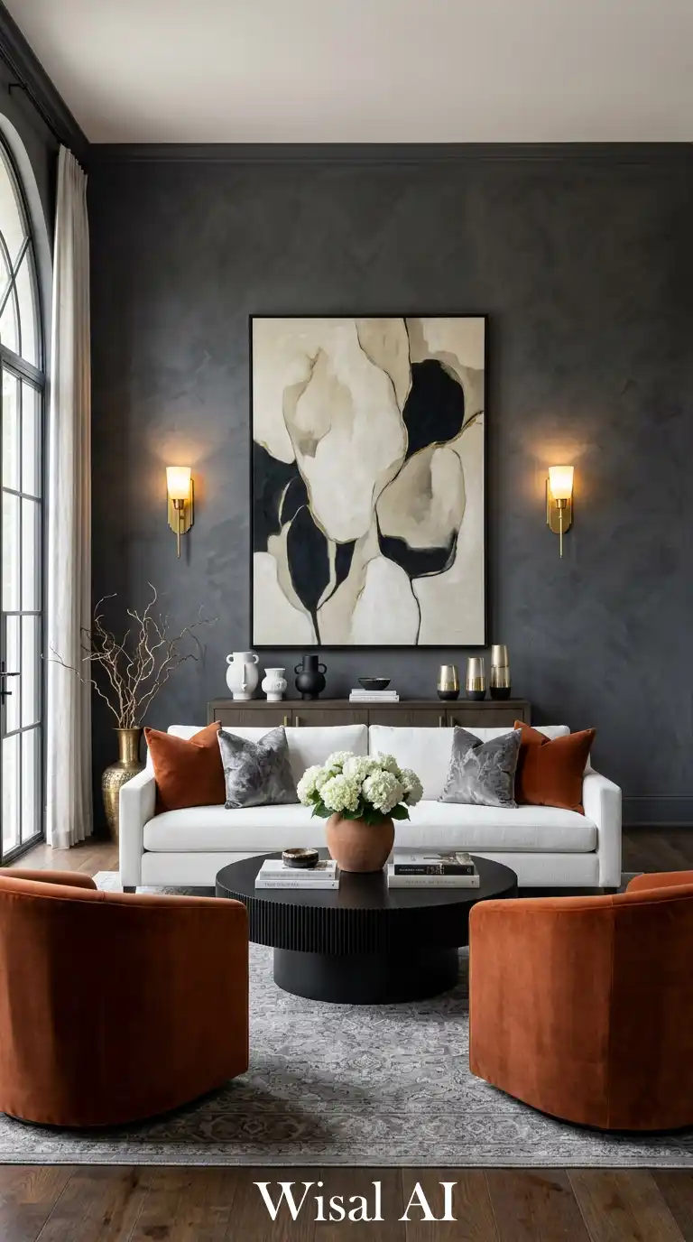 Black and White Living Room Idea: Mastering Textured Luxury and Symmetrical Sophistication