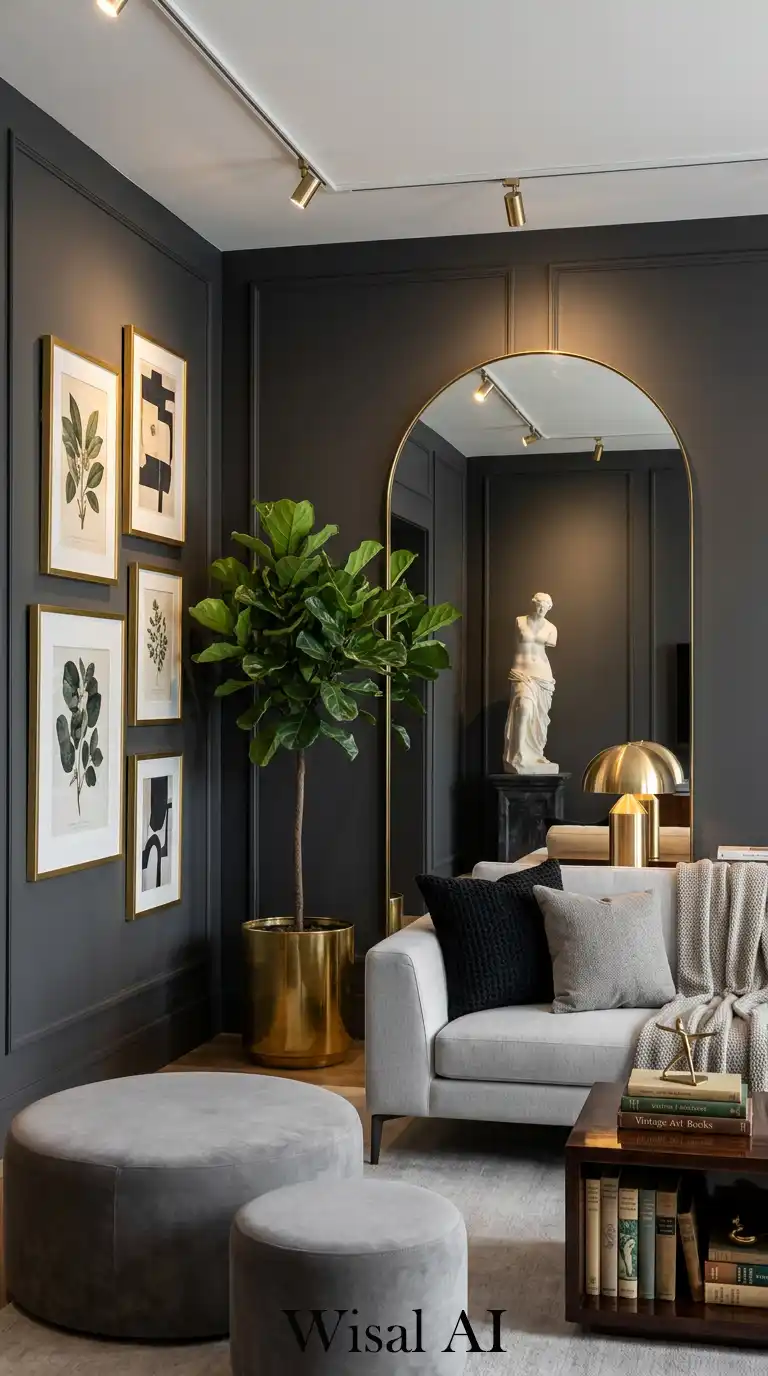 Black and White Living Room Idea: Modern Artistry and The Gilded Arc