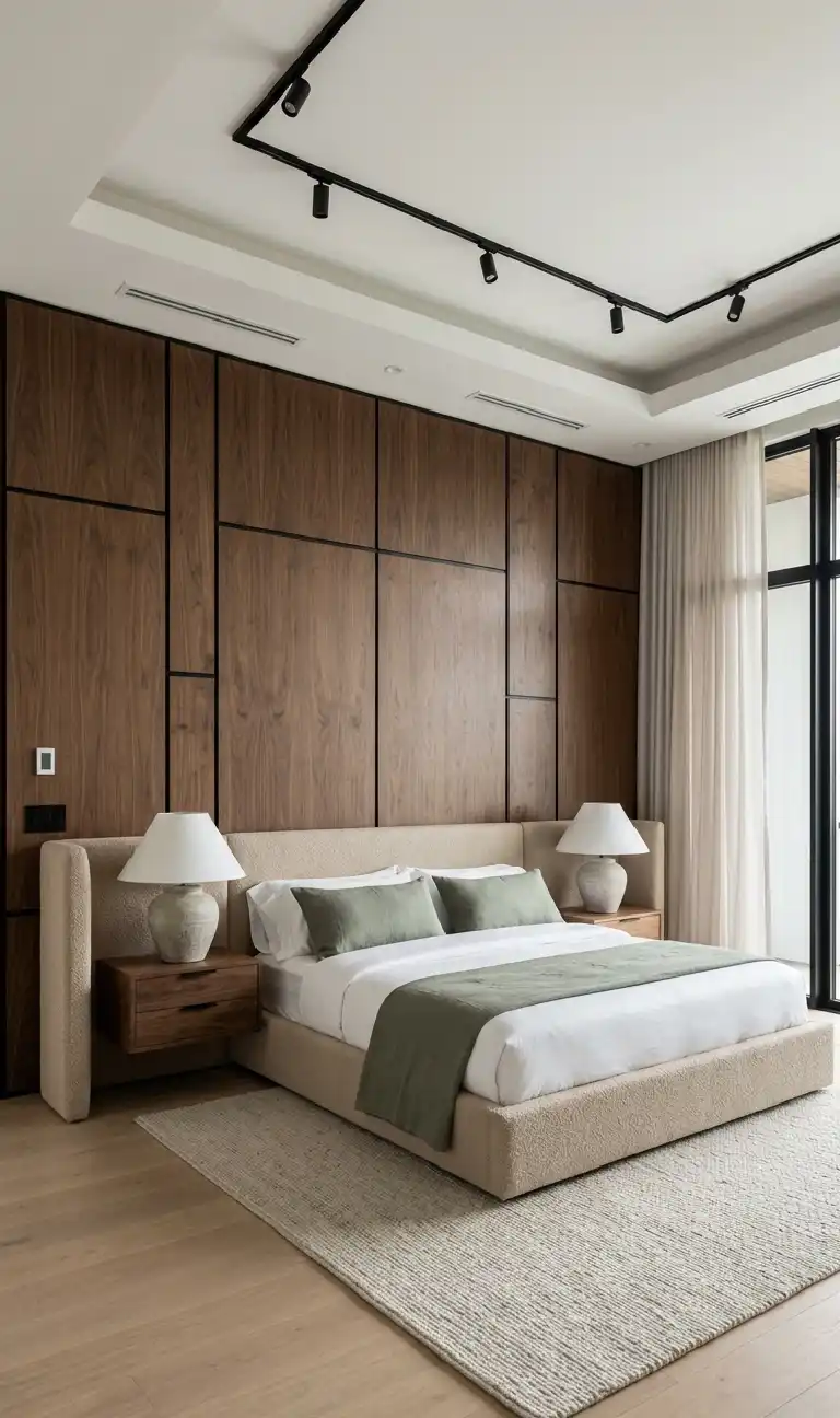 22 Luxury Modern Bedroom Ideas: Mastering the Dialogue Between Structural Volume and Tactile Warmth in 2026 -  LUXURY MODERN BEDROOM DESIGN: THE MONOLITHIC WOOD PANELING SUITE