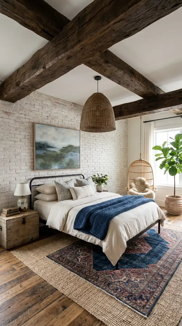 26 Elegant BOHO Bedroom Ideas to Create a Dreamy and Sophisticated Retreat - Elegant BOHO Bedroom Idea: The Earthy Textural Layer