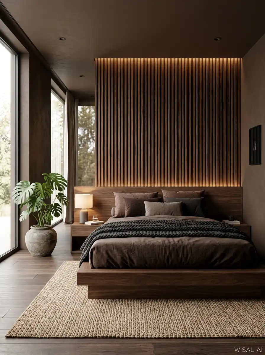 30 Luxury Mocha Bedroom Ideas: The Ultimate Guide to Modern Organic Elegance 2026 - Luxury Mocha Bedroom Idea: The Walnut & Charcoal Sanctuary