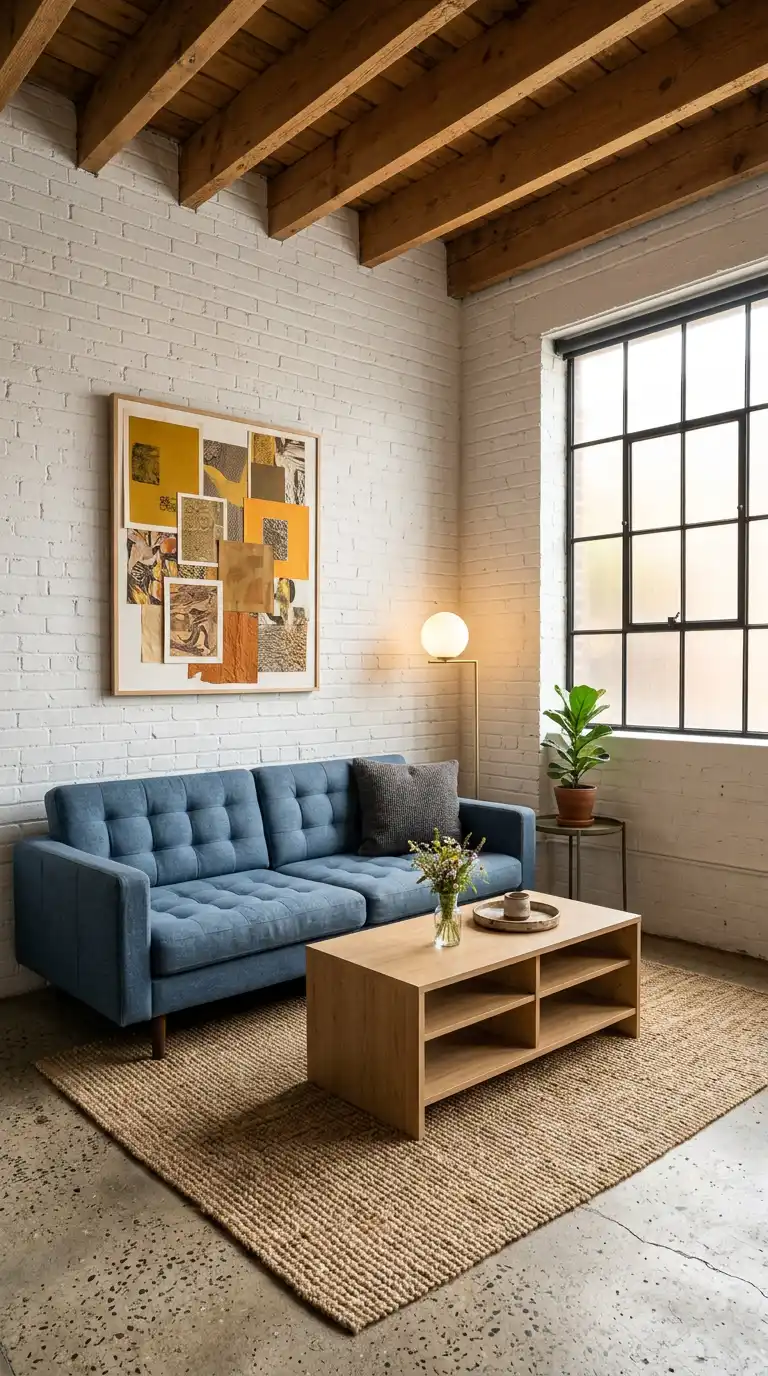 The Industrial Living Room: Raw Textures and Open Beams