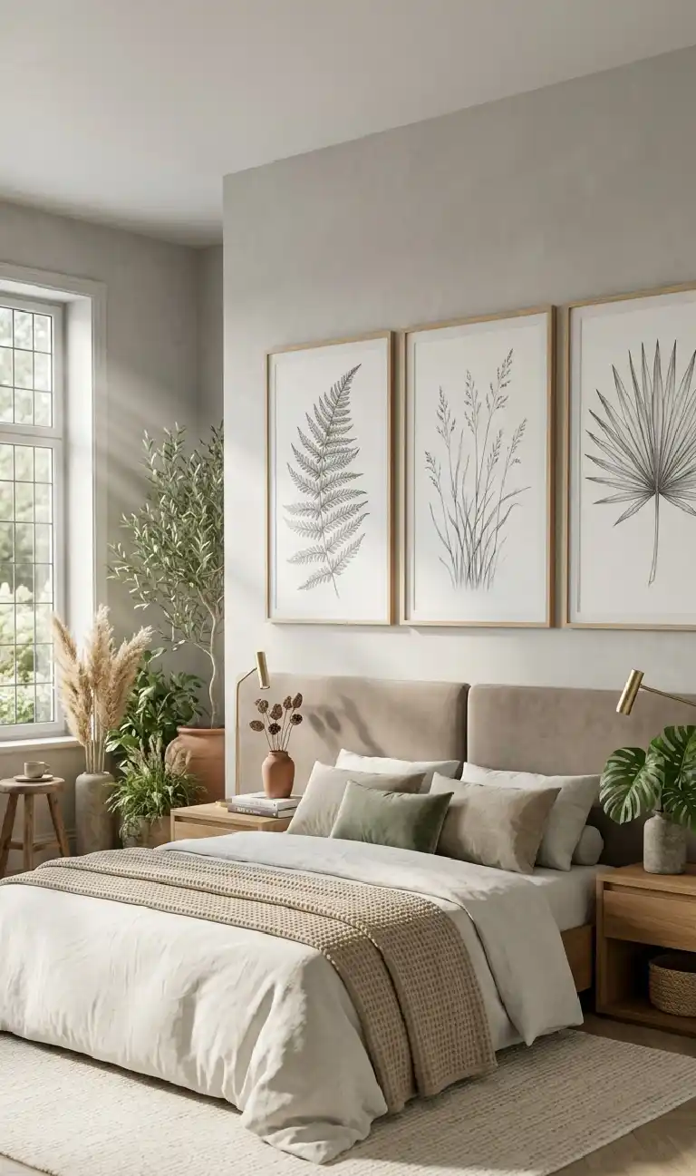 Organic Modern Bedroom: The Moody Architectural Nocturne - Organic Modern Bedroom: The Botanical Triptych Gallery