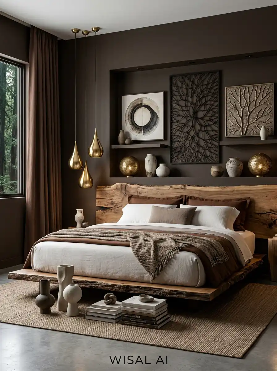 Luxury Mocha Bedroom Idea: The Opulent evening Art Deco Lounge - Luxury Mocha Bedroom Idea: The Curated Wabi-Sabi Art Studio