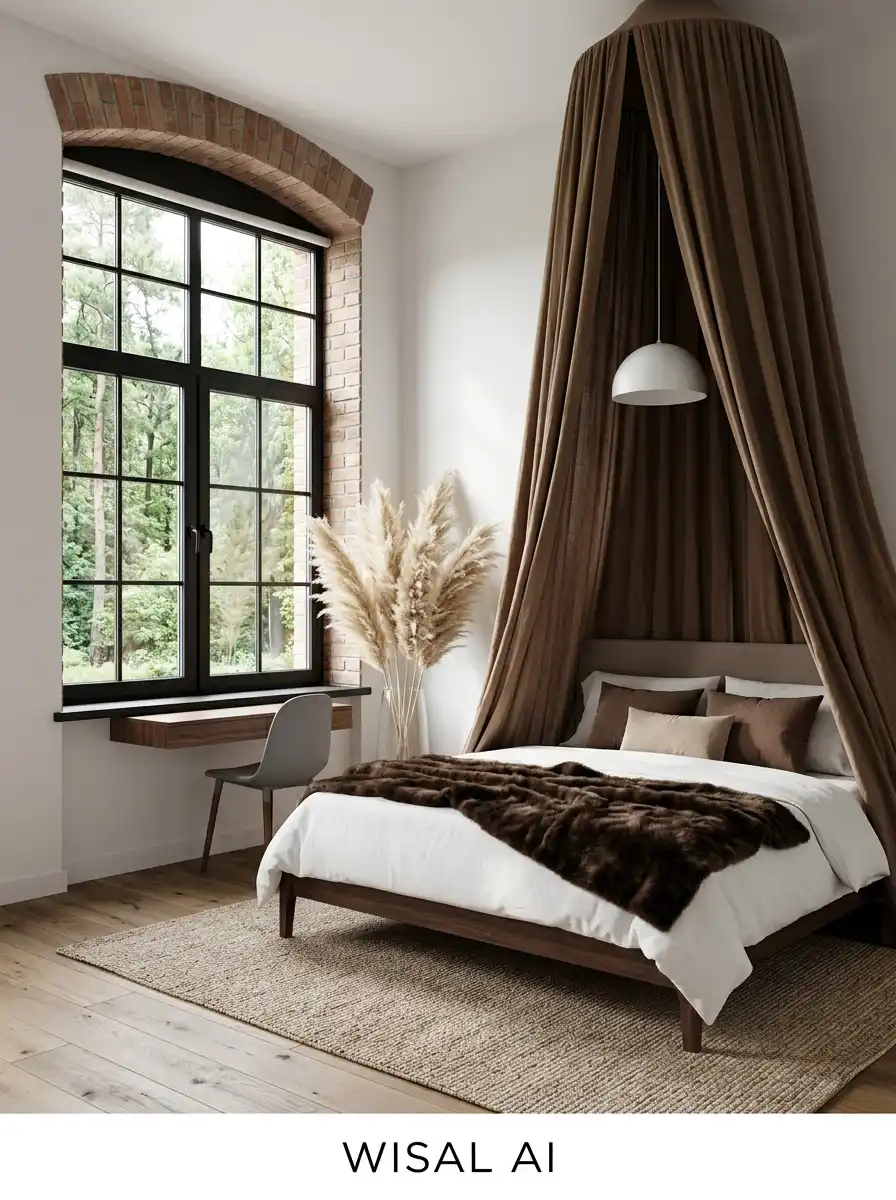 Luxury Mocha Bedroom Idea: The Curated Wabi-Sabi Art Studio - Luxury Mocha Bedroom Idea: The Minimalist Japandi Forest Retreat