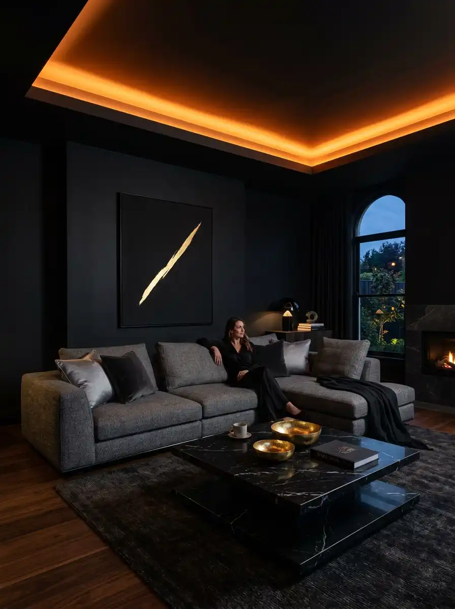 Luxury Organic Modern Living Idea: The Sculptural Monochrome Sanctuary -  Luxury Organic Modern Living Idea: The Amber Glow Conservatory