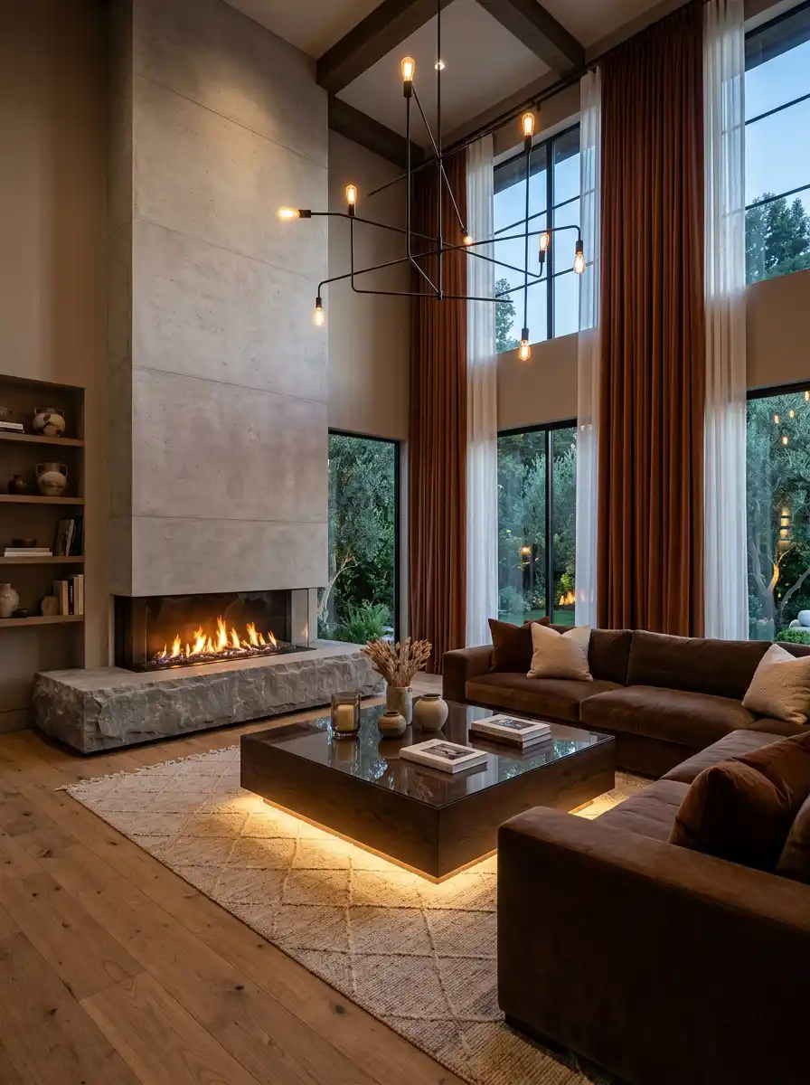 Luxury Organic Modern Living Idea: The Vertical Timber Retreat - Luxury Organic Modern Living Idea: The Twilight Leather Lounge