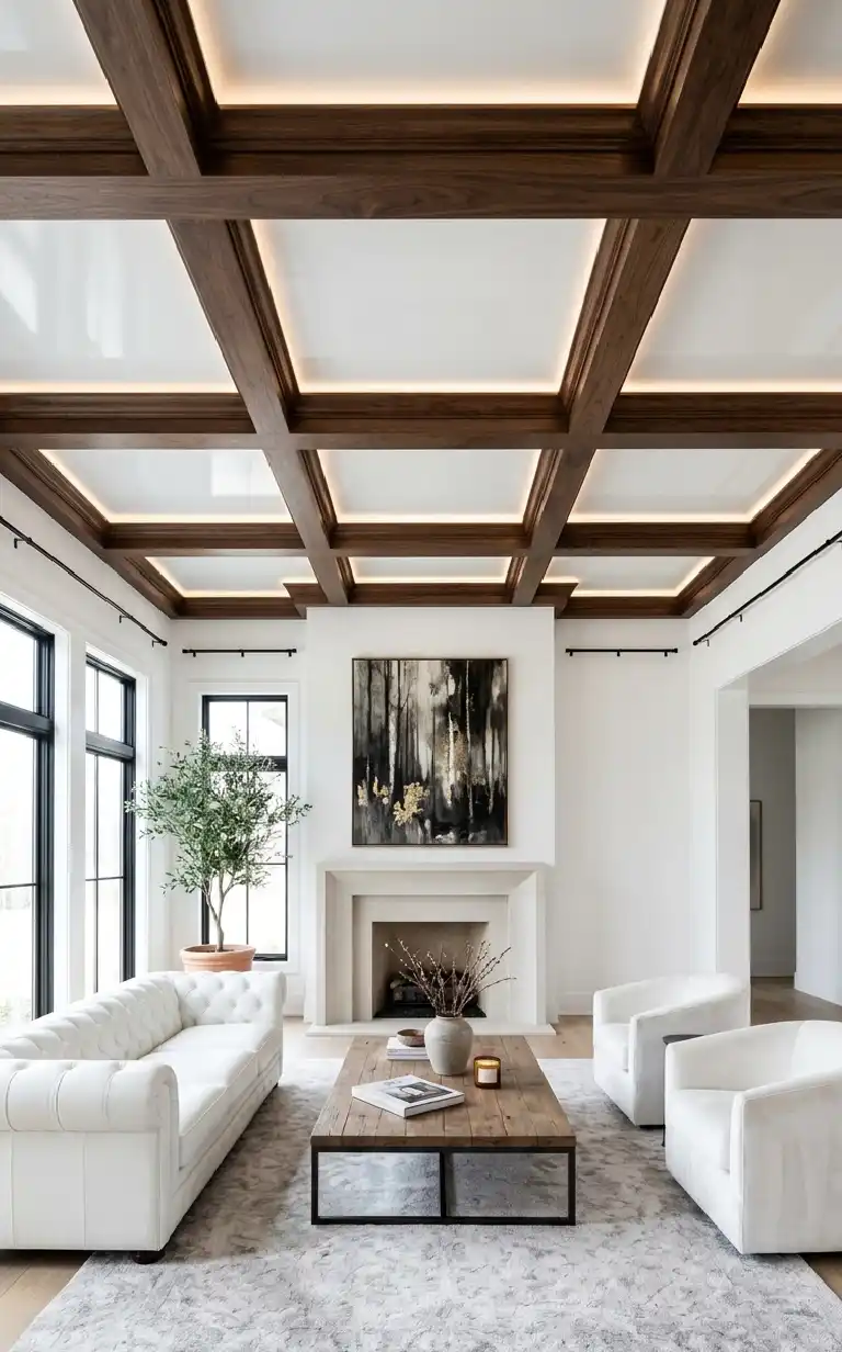 26 Luxury Farmhouse Living Rooms: A Masterclass in Inspiration, Rustic Elegance, and Architectural Grandeur 2026 - A wide-angle, bright interior photograph of a Luxury Farmhouse living room,