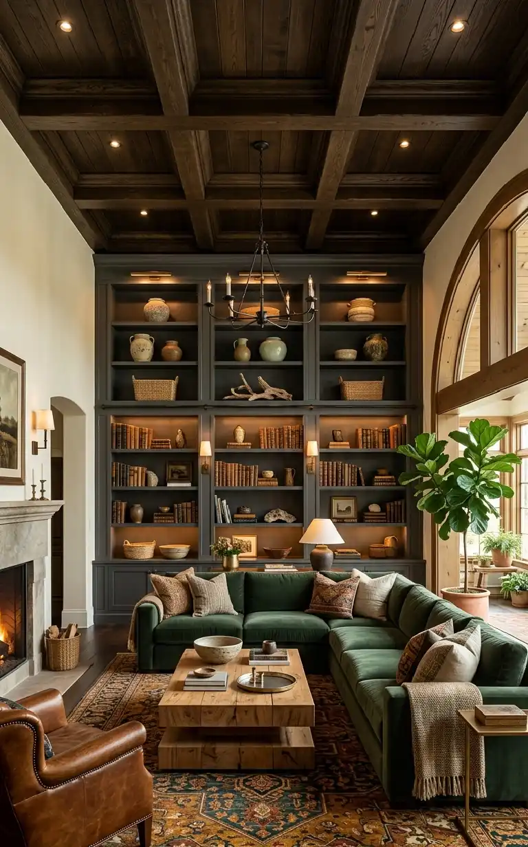 26 Luxury Farmhouse Living Rooms: A Masterclass in Inspiration, Rustic Elegance, and Architectural Grandeur 2026 - A wide-angle, beautifully composed interior photograph of a sophisticated Luxury Farmhouse living room