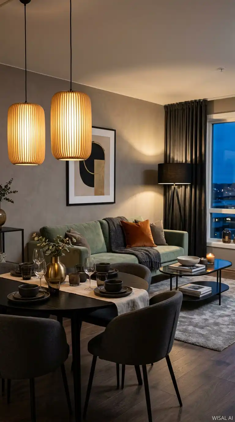 The Living and Dining Room: Layered Mocha Luxury