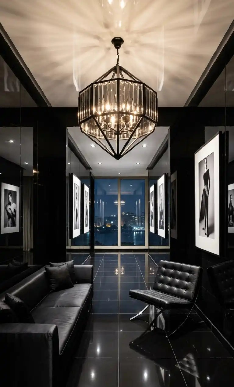 Obsidian Dreams: 22 Black Living Room Ideas to Transform Your Space 2026 - High-Gloss Ebony Elegance living roon