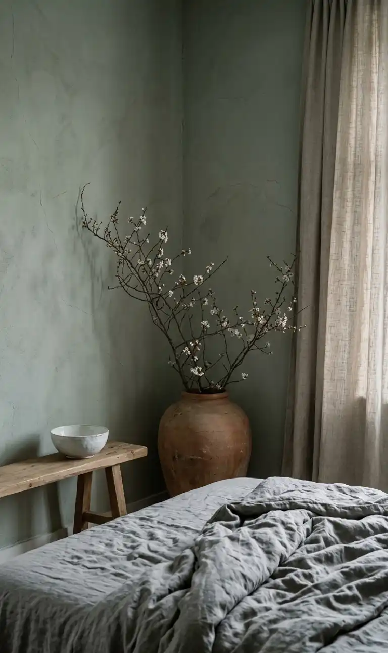 The Rustic Walnut Retreat bedroom - The Wabi-Sabi Corner bedroom