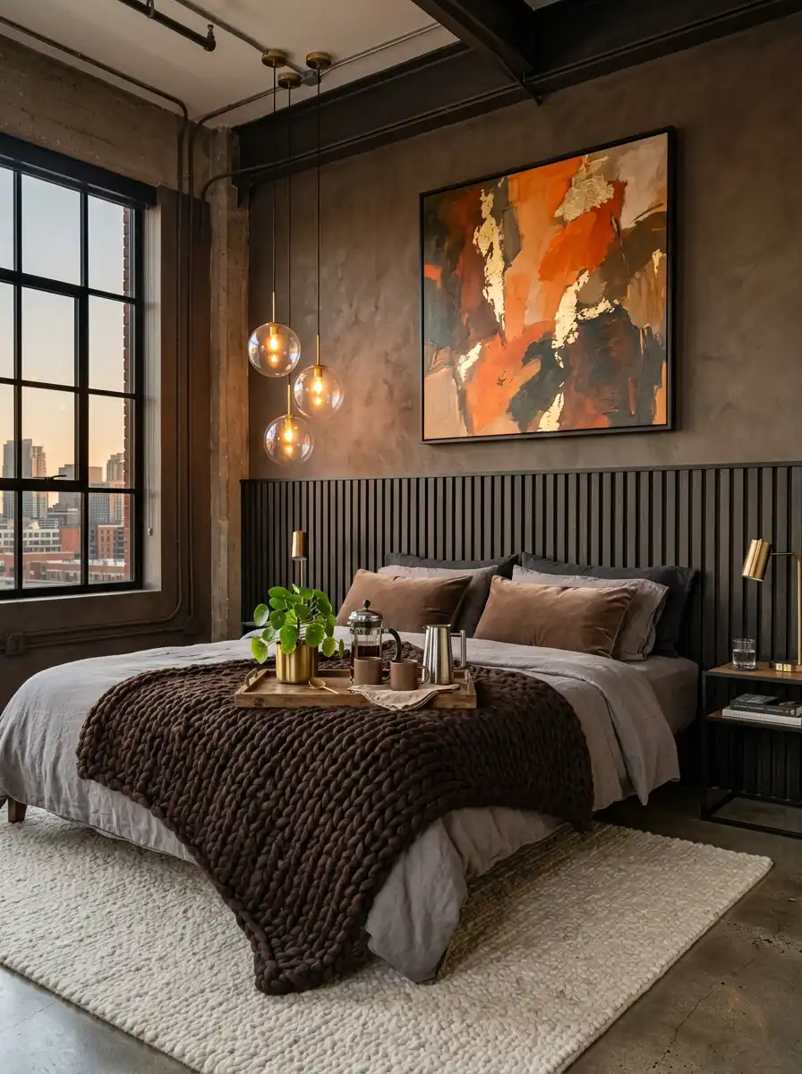 Luxury Mocha Bedroom Idea: The Industrial Mocha Loft - Luxury Mocha Bedroom Idea: The Bohemian Mocha Chic