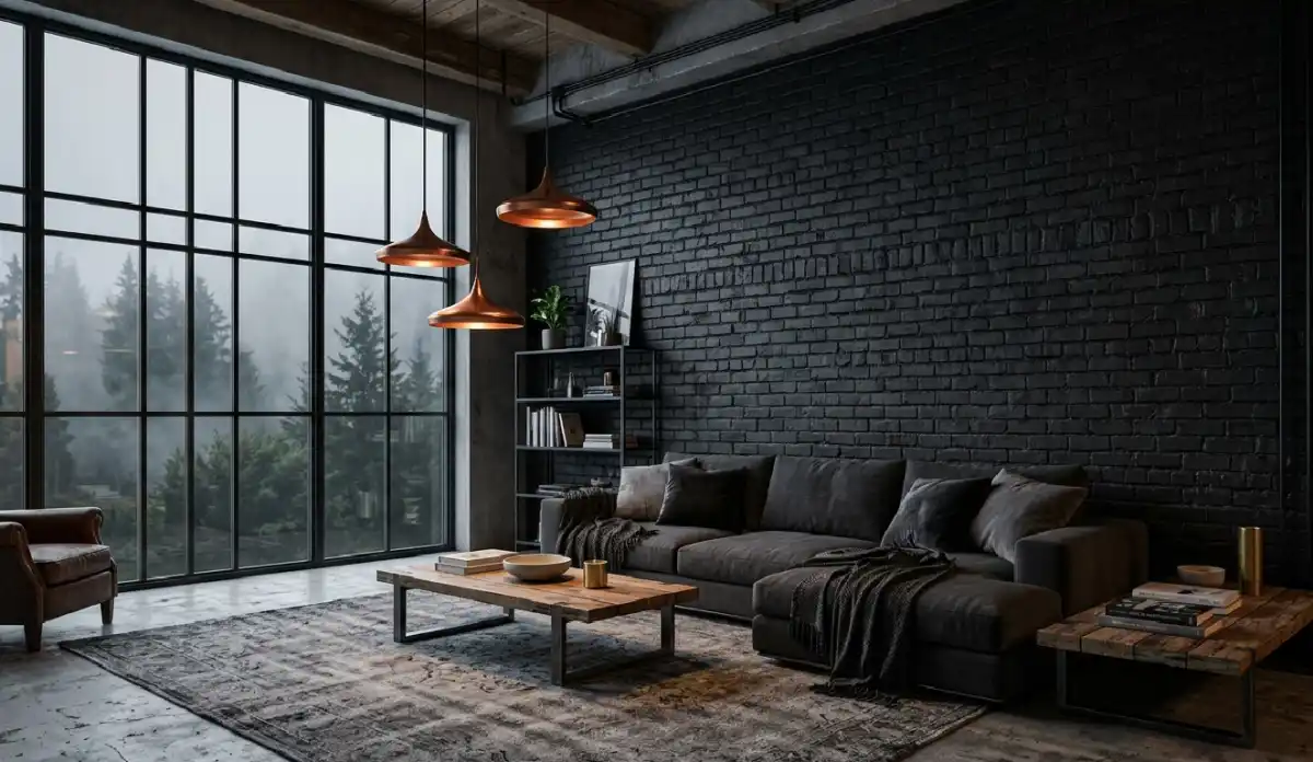+20 Breathtaking Ideas to Master the Dark Living Room Style: A Definitive Guide to Moody Elegance, Cinematic Textures, and High-End Noir Interior Design for the Modern Home - 1. The Industrial Charcoal Loft