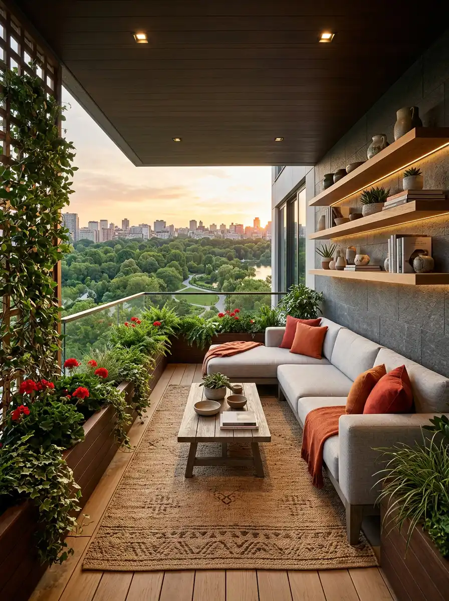 Luxury Modern Balcony Idea: The Linear Zen Retreat - Luxury Modern Balcony Idea: The Verdant Urban Gallery