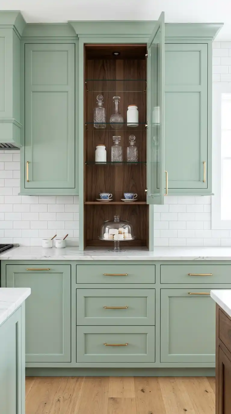 9. Glass Display Cabinetry and Coastal Green (Inspired by Open Display)