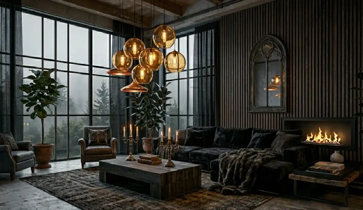 +20 Breathtaking Ideas to Master the Dark Living Room Style: A Definitive Guide to Moody Elegance, Cinematic Textures, and High-End Noir Interior Design for the Modern Home - . The Rustic Gothic Living Space
